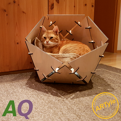 Katzenkorb PLATON - modernes Katzenbett aus Holz